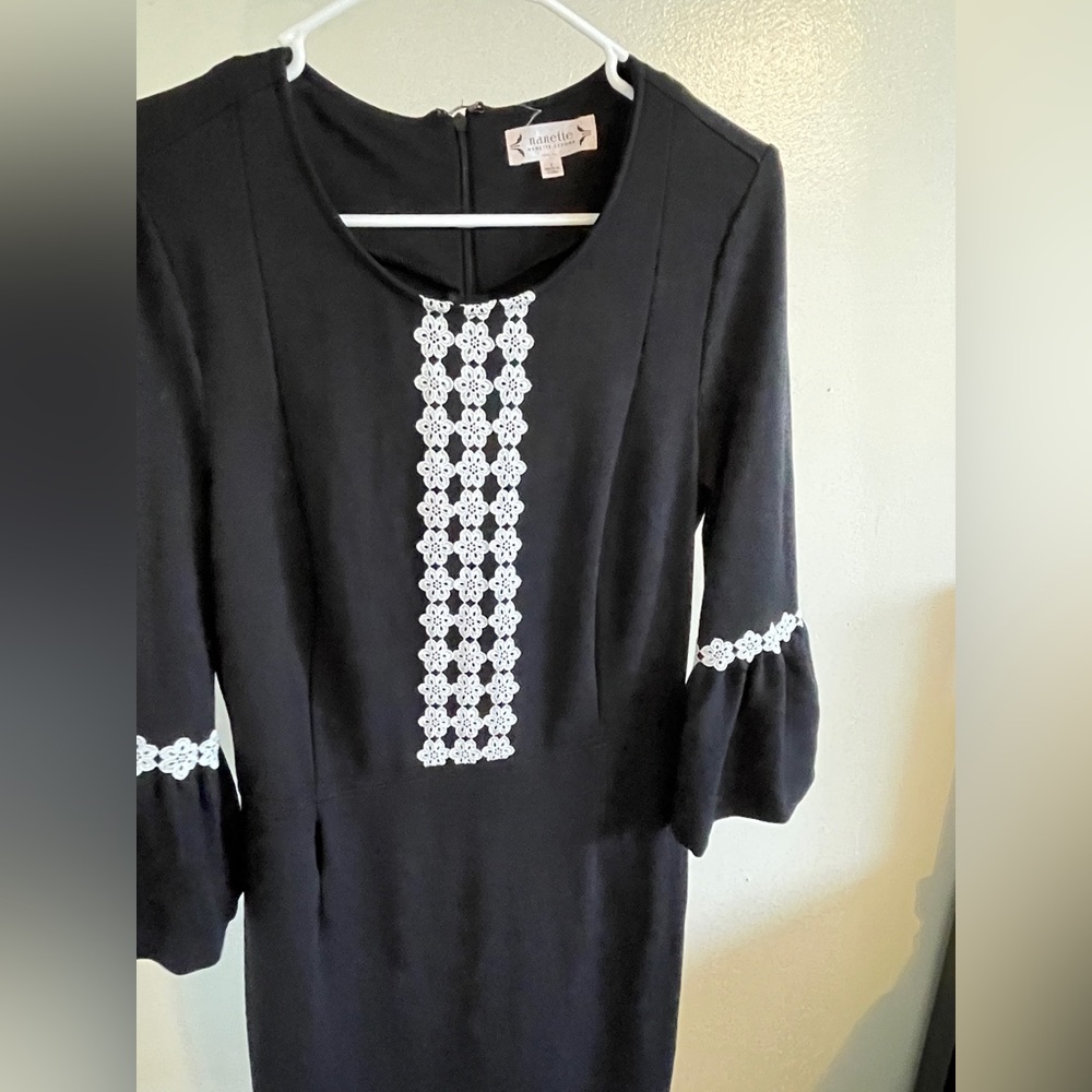 Nanette Lepore Ruffle Cuff Fitted Dress Black (Size 8) - Picture 4 of 8